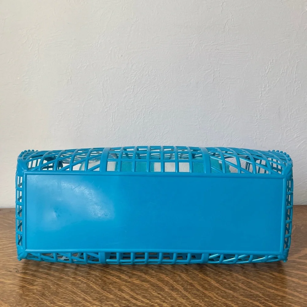 1970s Jelly Basket Bag • Beach Bag • Shopping Tote • Plastic Basket Bag - Picture 5 of 6